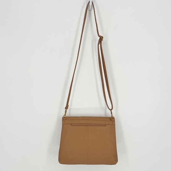 HOBO International Pebbled Leather Draft Crossbody Bag Brown Foldover - Picture 7 of 11